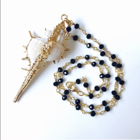 Bondhu Jewelry - Conch Shell 24k Gold Rosary Bead Necklace